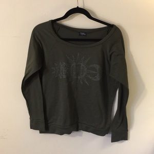 TILLYS SWEATER GREEN WITH STAR SUN AND MOON SIZE M